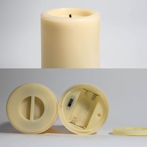 Image of CANDLE CHOICE Outdoor Battery Operated Flameless Candles with Remote Timer Waterproof Flickering Plastic Electric LED Pillar Lights for Lantern Patio Garden Wedding Party Decorations D3 inchxH4 inch 2 Pack