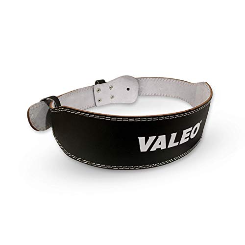 Valeo VRL4 4" Padded Leather Contoured Weightlifting Lifting Belt with Suede Lining (Renewed)