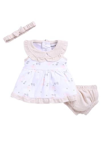 Image of Smart Baby Cotton Frock Set for Baby Girl - Stylish Soft Dress Rabbit Print & Frill Collar | Pack of 1