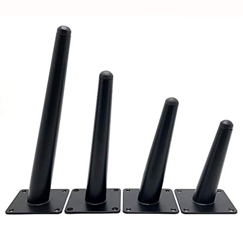 YYMB 4 Piezas Patas para Muebles Metal Pata De Sofá Cónicas Bricolaje Pata De Gabinete Silla con Piezas 120mm-400mm Negro Inclinación Recta