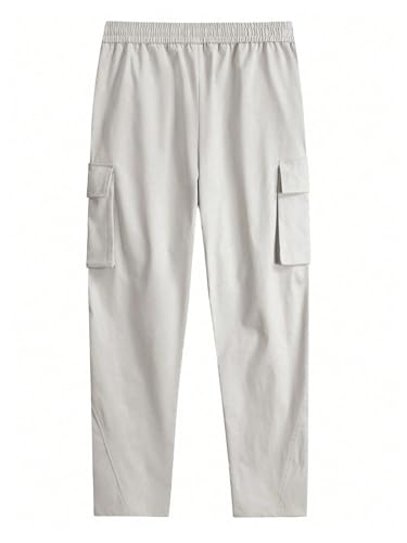 OYOANGLE Men's Drawstring Waist Flap Pocket Jogger Cargo Pants Solid Athletic Work Casual Pants2