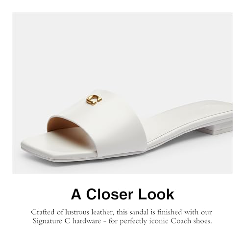 Coach Women's Sculpted C Flat Sandal Platform, Charcoal/Black, 104