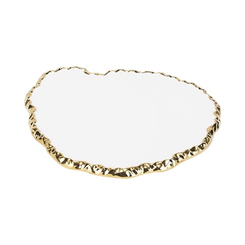 White Gold Rock Edge Cheese Tray – Luxurious Gold Plated Serving ...