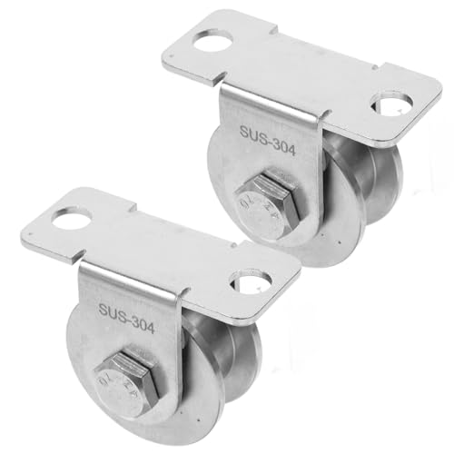 2 x 48 mm Edelstahl-Kabelrollen zur Wandmontage mit Kugellagern – H-Nut-Seilrollen für Schiebetüren, Gewicht, Rac, Zuhause, Fitnessstudio, glatt