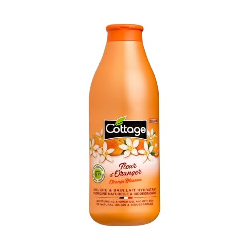 Cottage Gel Douche & Bain Lait Hydratant 97% d'Ingrédients d'Origine Naturelle, 750ml -Fabriqué en France - Fleur d'Oranger