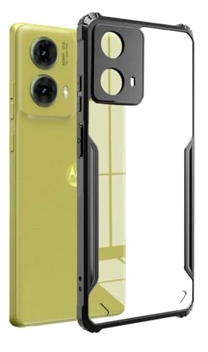 Image of BATCHONE Polycarbonate Shockproof Cover Case Compatible for Motorola G85 5G 360 Degree Protection /Transparent Back Case (Black Bumper) (Pack of 1)