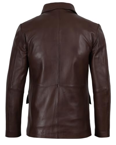 Image of fjackets Mens Leather Blazer Jacket - Real Lambskin Leather Sport Coat, 2-Button, Leather Jacket Men Business to Weekend