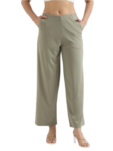 Image of SAADAA Palazzo Pants for Women Half-Elasticated Waistband | Palazzo for Women in Airy Linen Fabric | Regular Fit Mid Rise Waist & Deep Pockets | Versatile Formal & Casual Wear |