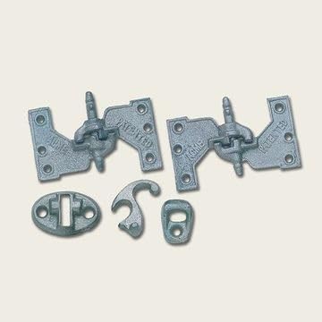 Van Dykes Restorers Acme Lull and Porter Shutter Hinges and Fasteners 3 1/8 Raw Cast Iron Set of 2 Left-Handed and 2 Right-Handed Hinges with 2 Sets of Latches for Secure Mounting