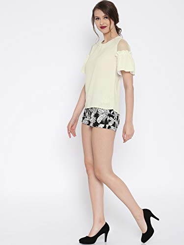 Image of RARE Women Blue Solid Cold Shoulder Top (EP2055)