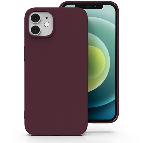 Zuvirelx Silicone Case for iPhone 12 Mini Soft Grip Thin Minimalist Shockproof Non-Slip Pocket-Friendly - Burgundy