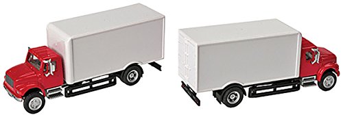 Walthers SceneMaster International(R) 4900 Single-Axle Box Van-Red Cab, White Body 949-11291 HO Scale Model Railroad - Vehicle Model