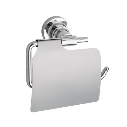 Preisvergleich Produktbild Nie Wieder Bohren luup Toilettenpapierhalter, mit Deckel, verchromt, inkl. Klebelösung, garantiert rostfrei, 135mm x 140mm x 75mm