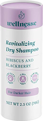 Wellnesse: Revitalizing Dry Shampoo - Volumizing Powder - For Darker Hair - 2.5 oz - Hibiscus and Blackberry - Daily pH Balance & Hair Growth Support - Cruelty-Free, Non-GMO, No Parabens