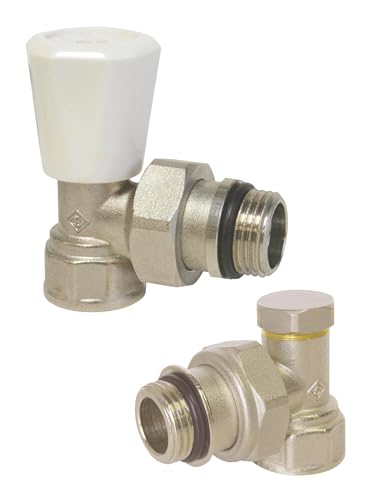 SOMATHERM FOR YOU, Kit 2 pièces robinet manuel équerre MF 1/2 (15x21) - Kit complet pour chauffage avec robinet, purgeur d'air, robinet de vidange et accessoires de radiateur