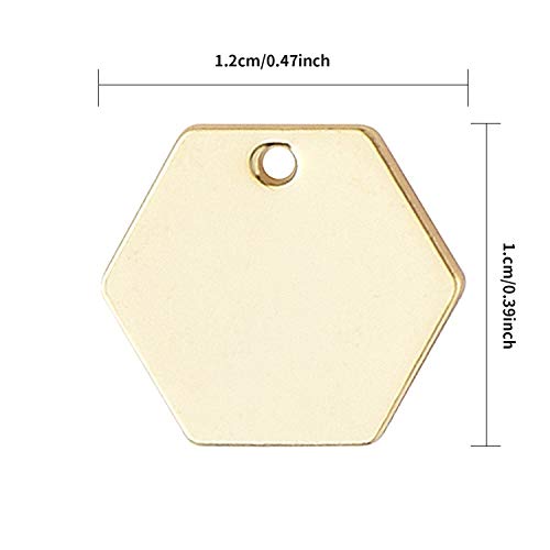 20 PC NUORUI Gold Hexagon Brass Stamping Tags for Jewelry Making