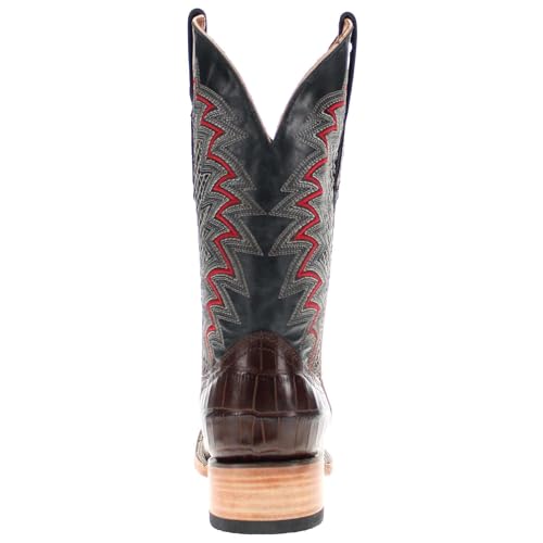 Image of Vaccari Men's Navarro Genuine Alligator Tail Leather Broad Square Toe Cowboy Boots