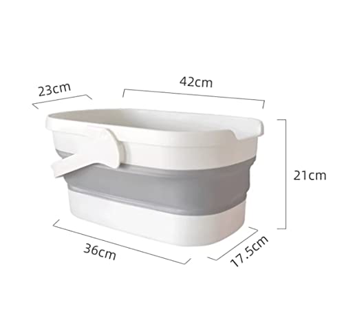 Xifando Collapsible Bucket 12L/3.2 Gallon-Mop Bucket With Handle,Storage Bucket For Picnic, Camping, Rv,Fishing, Foldable Water Bucket For Washing (Grey+White) #TOP1