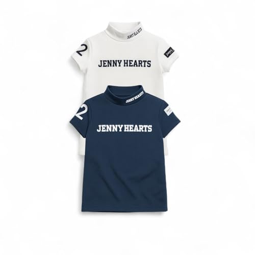 Jenny Hearts Jr. WAFFLE MOCK NECK SHIRT GIRLS XS ネイビー