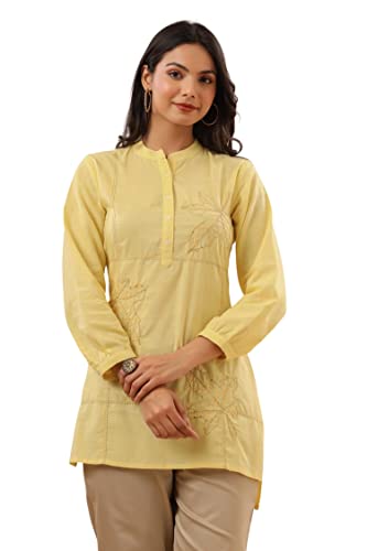 Image of Juniper Women's Cotton Slub Embroidered High-Low Kurta