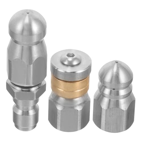 ifundom 3Piezas Boquilla De Inoxidable Para Limpieza De Presión Para Desatascar Tuberías y Alcantarillas Accesorio De Pulverización