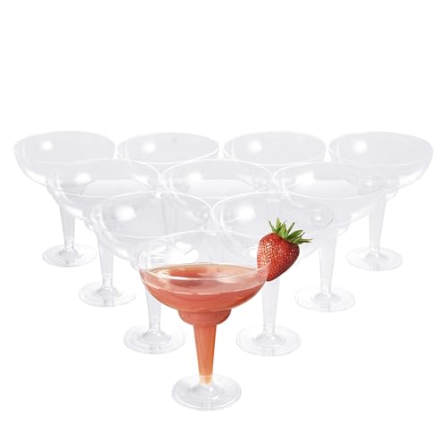 MATANA 10 Elegant Hard Plastic Margarita Cocktail Glasses, 360ml - Transparent, Sturdy & Reusable - Daiquiri Martini Glasses for Weddings Birthdays, C