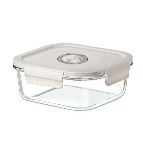 Y K YUKO 融光 真空保存容器 耐熱ガラス 1230ML (プレミアムモデル)- 食品保存、鮮度長持ち 漏れ防止 食品真空保管ボックス 電子レンジ・冷蔵・冷凍OK、食洗機対応、におい移り防止、気密 衛生的、お手入れ簡単、作り置き保存、長持ち、ガラス容