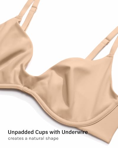 Image of INLYRIC Women's Inbarely Plus Plunge Bra - Unlined Underwire Sexy Demi Balconette Bras