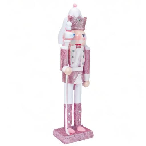 PASOLABE Pink Nutcracker Christmas Decorations 12 Inch Pink Nutcracker Figures Christmas Nutcracker Soldier Wooden Nutcracker Ornaments Glitter