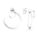 THIORA® - 2 in 1 Kreis Ohrringe | Damen | Edelstahl Ohrschmuck | Rund Geo Minimalistisch | Rosegold Silber Gold Ohrstecker (Silber)