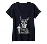 Photo Gallery donna doberman pinscher dito medio sarcastico amante dei cani maglietta con collo a v Photo Gallery donna doberman pinscher dito medio sarcastico amante dei cani maglietta con collo a v