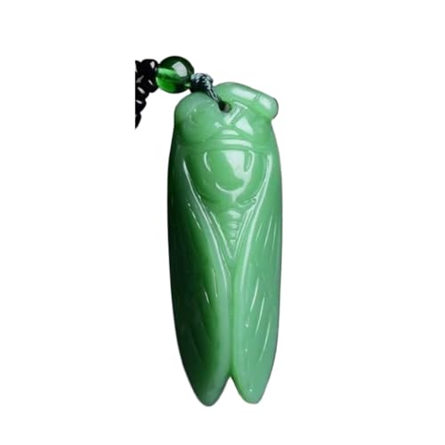 Cicada Necklace Handmade Bug Necklace Vintage Dark Green Lucky Amulet Crystal Cicada Necklace Men and Women Amulet Gift