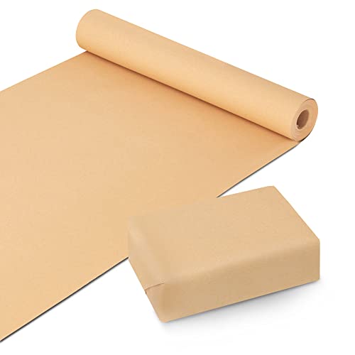 Kraft & Co Rouleau de brun Papier d'Emballage I Papier Kraft de Qualité Motifs Festifs I Cadeau Polyvalent Écologique, Recyclable et Biodégradable - Idéal Cadeaux, Artisanat et Noël (44,5cm x 25m)