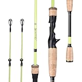 Sougayilang Fishing Pole, 30 Ton Carbon Fiber Sensitive 2Pc Baitcasting Rod & Spinning Rod for Freshwater or Saltwater, Tournament Quality Fishing Rod with 2 Tips for Bass-5.9FT-Casting-Yellow