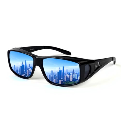 Daytime Driving Glasses for Men & Women – Polarized Oversized Fit-Over Sunglasses with UV400 Protection, Anti-Glare Wrap-Around Frame