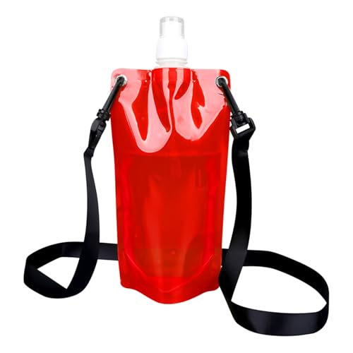 Bottiglie Dacqua Pieghevoli Per Viaggi | Sacca da Bere per Attività Esterna | Borraccia Riutilizzabile Antigoccia Da 650ml Con Cinghia Per Donne Uomini Adulti Ciclismo Escursionismo Trekking Attività