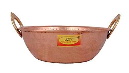Shiv Shakti Arts® Pure Copper Kadai/Serving Bowl/Kadhai (800 ml Each) - 7 Inch - 1 Piece