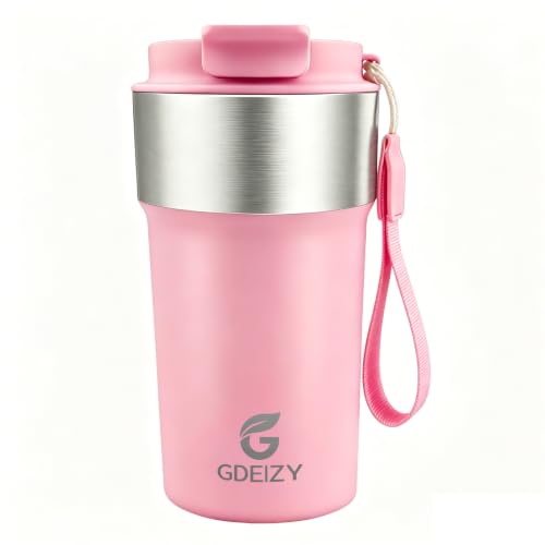 Image of Insulated Travel Coffee Mug, 17oz Stainless Steel Leakproof Flip Straw Cup