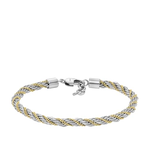Image of Fossil Men's Plated Stainless Steel Engravable Personalized Gift ID, Chain or Cuff Bracelet for Men