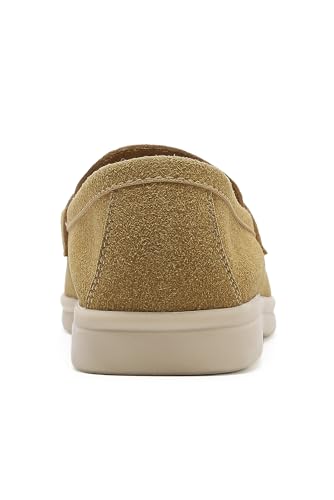 Image of Women's Faux Suede Loafers Fashion Slip On Comfort Flat Shoes Lightweight Breathable Non-Slip Casual Walking Shoes with Metal Buckle for Daily Office Travel Outdoor