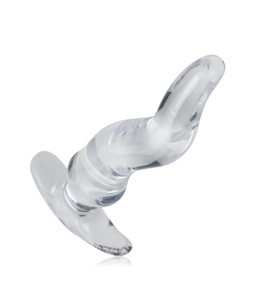 Wave Anal Plug Clear Butt Plug for Men and Women Long Transparent Vaginal Plug Anal Dildo with Ergonomic
