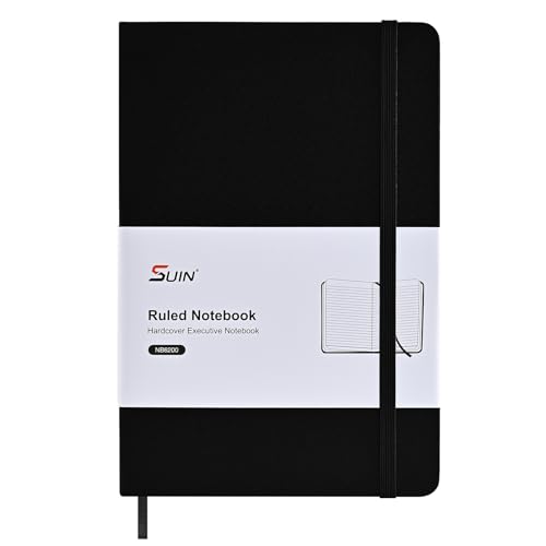 SUIN Carnet professionnel ligné à couverture rigide pour le travail, papier de soin des yeux 100 g/m², couverture en cuir synthétique, journal A5 pour le...