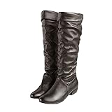 [ZAI2] ローヒール 大きいサイズ 26.5cm レディース ロングブーツ ストレッチブーツ 太ヒール ジョッキーブーツ 幅広 くしゅくしゅ ロング エンジニアブーツ チャンキーヒール 歩きやすい 走れる ダックブラウン 黒 白 茶色 ラウンドトゥ 長靴 秋冬 防水