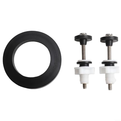 Jonikuper Kit de reparación de cisterna de inodoro de acero inoxidable con junta de sellado y pernos para tanques de válvula de 2 y 3 descargas - Juego de fijación de bandeja a prueba de fugas (sku)