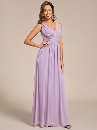 Image of Ever-Pretty Womens Bridesmaid Dress V-Neck Sleeveless A Line Chiffon Floor Length Formal Dress 09016