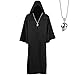 YIMOJOY Halloween Kostüm Herren Schwarzer Umhang mit Kapuze Erwachsene Jedi Robe Halloween Umhang Vampir Karneval Cosplay Kostüm(L) Vampir günstig Kaufen-YIMOJOY Halloween Kostüm Herren Schwarzer Umhang mit Kapuze Erwachsene Jedi Robe Halloween Umhang Vampir Karneval Cosplay Kostüm(L)
