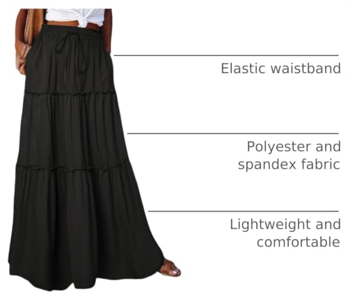 Image of Happy Sailed Womens Floral Print Boho Maxi Skirt Elastic High Waist Pleated Ruffle Flowy Long Skirts S-XL