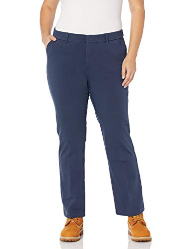 Dickies Women's Size Perfect Shape Bootcut Twill Pant-Plus, Rinsed Navy, 24W