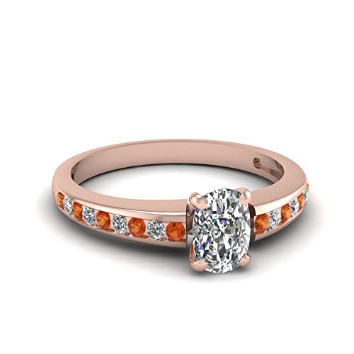 Bague Diamant et pierre de naissance en or rose coussin taille 47 à 70