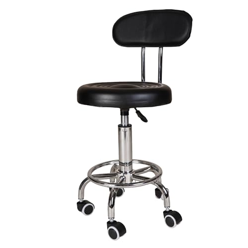 Catálogo para Comprar On-line Bancos de tocador los más recomendados. 50 BSD MY HOMEX Taburete Giratorio con Ruedas, Altura Ajustable, Respaldo Bajo, Cuero Sintético Negro, Base Cromada (Negro)